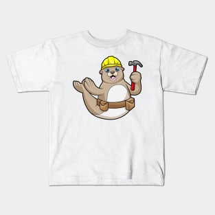 Seal as Carpenter with Hammer & Hat Kids T-Shirt